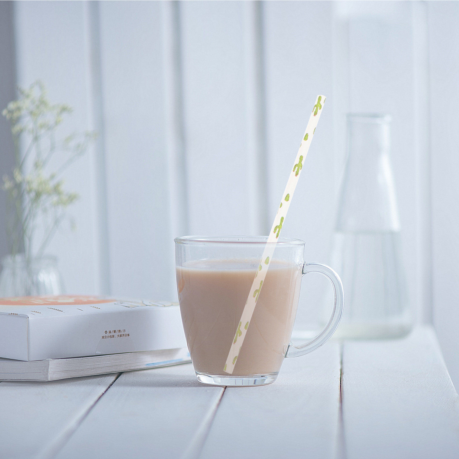 Paper Straw Color - Papierstrohhalme, 100 Stück, bunte Einweg-Trinkhalme für