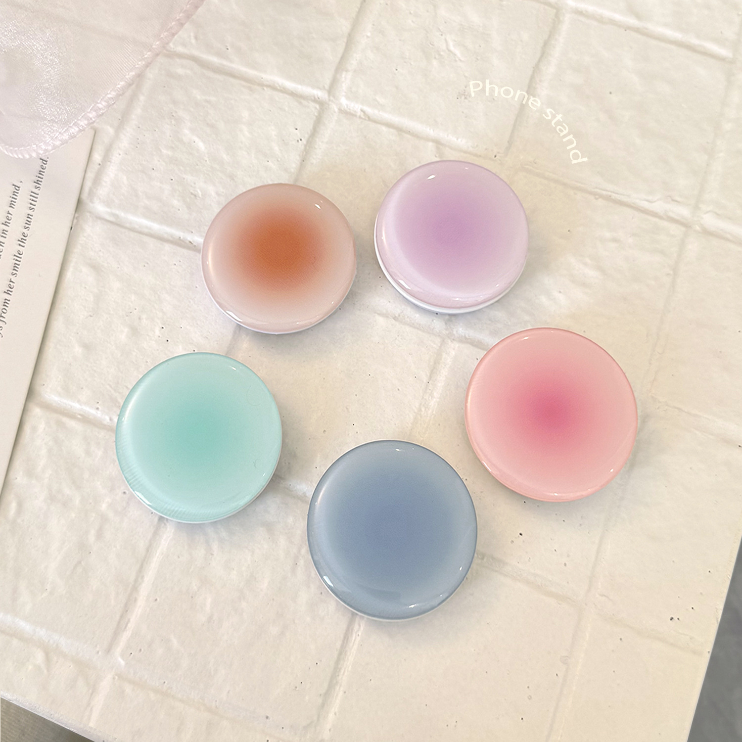 Event Support - Ins-Style Farbverlauf Handyhalterung mit Klebefläche, Pastell-Ombre-Ständer,