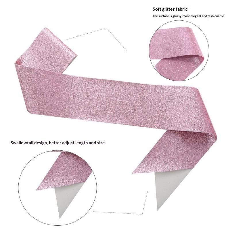 Birthday Sash Glitter - Glitzernde, unbedruckte Satinschleife zum Selbermachen für